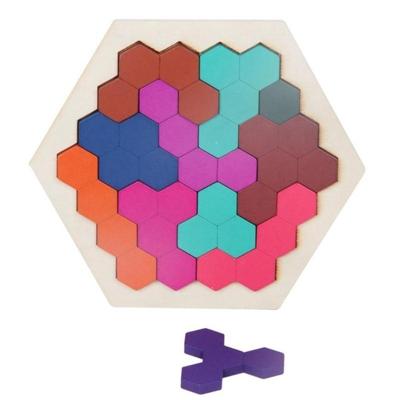 Kinderen 3D houten puzzels speelgoed kinderen geometrie Tangrams honingraat puzzels IQ hersenen opleiding educatief speelgoed 10 stuks