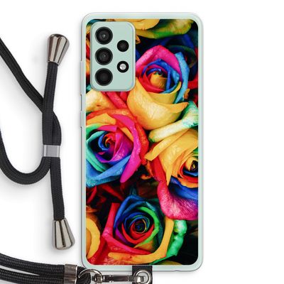 Neon bloemen: Samsung Galaxy A52s 5G Transparant Hoesje met koord