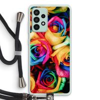 Neon bloemen: Samsung Galaxy A52s 5G Transparant Hoesje met koord