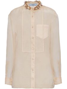 Prada embroidered organza shirt - Tons neutres