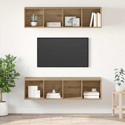 Tv-meubelset 2 pcs artisanaal eikenkleurig 37 x 37 x 142.5 cm