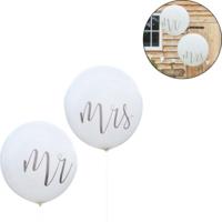 Ginger Ray ballonnen mr & mrs wit 91 cm | 10 stuks