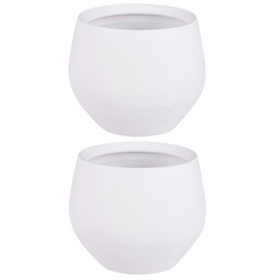 3x stuks bloempot in het mat wit keramiek voor kamerplant H15 x D18 cm