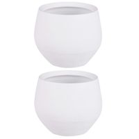 3x stuks bloempot in het mat wit keramiek voor kamerplant H15 x D18 cm