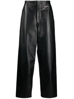 GCDS pantalon en cuir à coupe ample - Noir