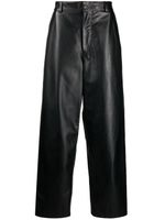 GCDS pantalon en cuir à coupe ample - Noir