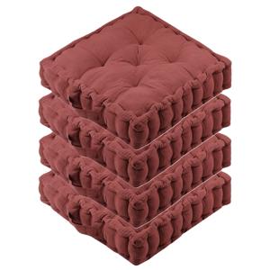 Stof Textile Vloerkussen Maxime - 4x - terracotta - katoen - 45 x 45 x 10 cm - vierkant - Extra dik