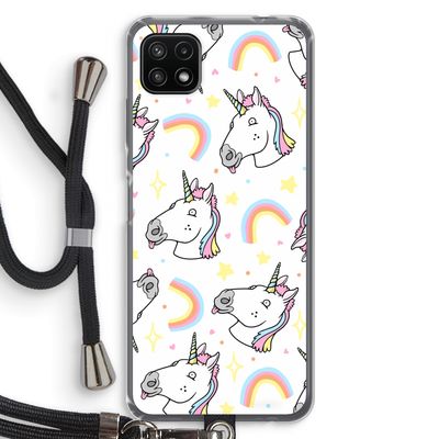 Rainbow Unicorn: Samsung Galaxy A22 5G Transparant Hoesje met koord