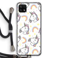 Rainbow Unicorn: Samsung Galaxy A22 5G Transparant Hoesje met koord