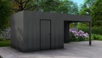 Poolhouse Trendy 300x300 cm + luifel 300 cm - compleet zwart gecoat- Plat dak- - Van Kooten Poolhouse Trendy 300x300 cm + luifel 300 cm - compleet zwart gecoat- Plat dak- - Van Kooten