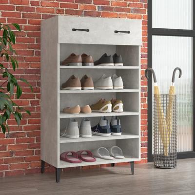 Schoenenkast 60x35x105 cm bewerkt hout betongrijs