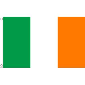 Vlag van Ierland - 60 x 90 cm - klein formaat - landen vlaggen - polyester - met ophangringen