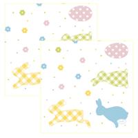 Paas thema servetten Bunnies and Eggs - 40x - pasen print - 24 x 24 cm - feestservetten - Paasontbij