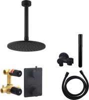 Saqu Shine inbouw regendoucheset Ø20cm met plafond aansluiting Mat zwart Saqu Shine inbouw regendoucheset Ø20cm met plafond aansluiting Mat zwart