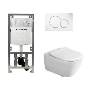 Villeroy & Boch Subway 2.0 Toiletset - inbouwreservoir - diepspoel wandcloset - directflush - slimseat -bedieningsplaat ronde knoppen - wit 0701131/SW706186/ga26028/ga91964/