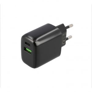 Musthavz Power Delivery oplader 20 Watt met USB-A en USB-C poort zwart - MHHEADPD001BLK
