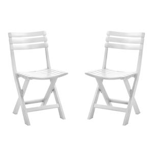 Klapstoel voor buiten/binnen - Set van 6x stuks - wit - 41 x 79 cm - stevig kunststof - Bijzet stoel