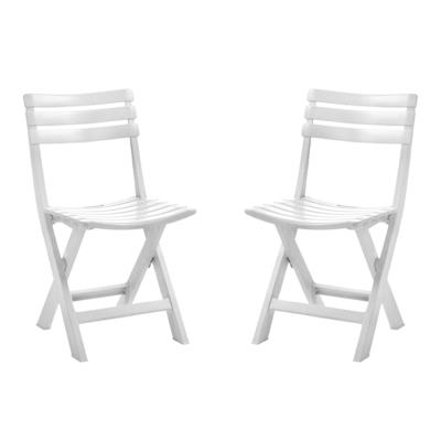 Klapstoel voor buiten/binnen - Set van 6x stuks - wit - 41 x 79 cm - stevig kunststof - Bijzet stoel