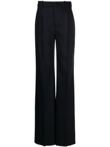 Saint Laurent pantalon rayé à taille haute - Bleu