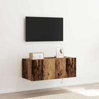 Tv-wandmeubel met LED-verlichting 80x35x31 cm oud houtkleurig