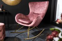 Design schommelstoel SCANDINAVIA SWING oud roze goud metalen fluwelen fauteuil - 43144 - thumbnail