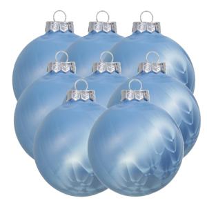 Luxe kerstballen - 8x stuks - 8 cm - blauw - glas - ice finish - kerstversiering