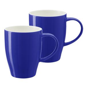 Koffie mokken/bekers Paris - 2x - porselein - met oor - kobalt blauw - 350 ml - stijlvolle vorm