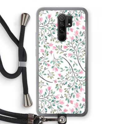 Sierlijke bloemen: Xiaomi Redmi 9 Transparant Hoesje met koord