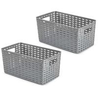 Opbergmand - 8x - Kastmand - rotan kunststof - zilver - 5 Liter - 15 x 28 x 13 cm
