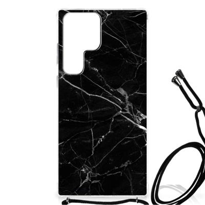 Samsung Galaxy S23 Ultra Anti-Shock Hoesje Marmer Zwart - Origineel Cadeau Vader Samsung Galaxy S23 Ultra Anti-Shock Hoesje Marmer Zwart - Origineel Cadeau Vader