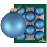 8x Oceaan Blauwe Matte Kerstballen Van Glas 7 Cm - Kerstbal - thumbnail
