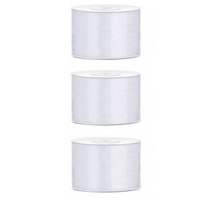 3x Hobby/decoratie wit satijnen sierlinten 5 cm/50 mm x 25 meter