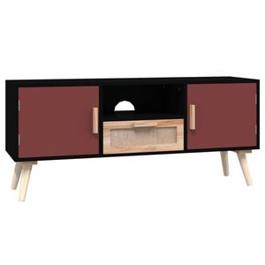 The Living Store Klassieke TV-Meubel - Zwart/Rood/Oranje - 105x30x45cm - Duurzaam Materiaal