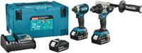 Makita dlx2550tj 18v combiset dhp492 (klop)boor-/schroefmachine + dtd153 slagschroevendraaier (3x 5.0ah accu en lader) in mbox - dlx2550tj