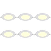 LED Downlight Inbouwspot 6 Stuks - Brinton Thin - 6W 470lm 120° Bundelhoek - Warm Wit 3000K - IP40 - Rond - Wit - Ø128mm Buitenmaat - Ø110mm Zaagmaat