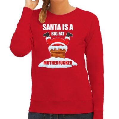 Foute Kerstsweater / outfit Santa is a big fat motherfucker rood voor dames Foute Kerstsweater / outfit Santa is a big fat motherfucker rood voor dames