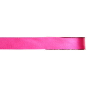 1x Fuchsia roze satijnlint rollen 1 cm x 25 meter cadeaulint verpakkingsmateriaal   -
