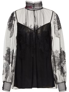 Valentino Garavani blouse Tulle Illusione à broderies - Noir