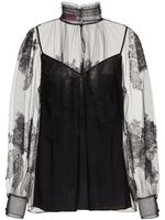 Valentino Garavani blouse Tulle Illusione à broderies - Noir - thumbnail