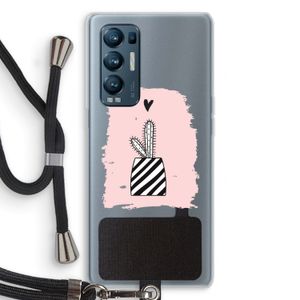Zwart-wit cactus: Oppo Find X3 Neo Transparant Hoesje met koord