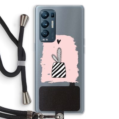 Zwart-wit cactus: Oppo Find X3 Neo Transparant Hoesje met koord