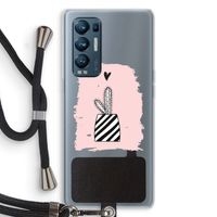 Zwart-wit cactus: Oppo Find X3 Neo Transparant Hoesje met koord