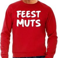 Feest muts sweater / trui rood met witte letters voor heren