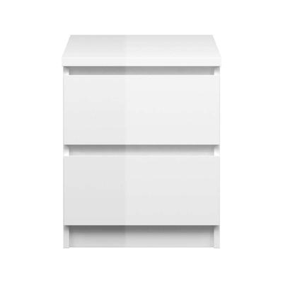 2e Halve Prijs Leen Bakker - Nachtkastje Naia - 2 Lades - Hoogglans - Spaanplaat - Wit - 40.4x49.5x50 Cm