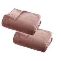 2x Stuks Fleece deken/fleeceplaid oud roze 130 x 180 cm polyester