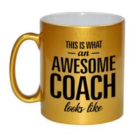 Awesome coach cadeau mok / beker goud 330 ml