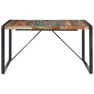 The Living Store Industriële Eettafel - 140x140x75cm - Gerecycled hout en staal