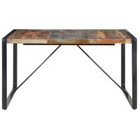 The Living Store Industriële Eettafel - 140x140x75cm - Gerecycled hout en staal