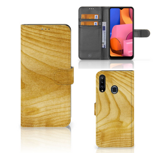 Samsung Galaxy A20s Book Style Case Licht Hout