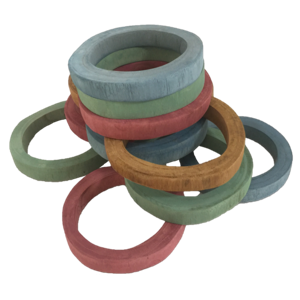 Papoose Toys Earth Wood Rings/12pc